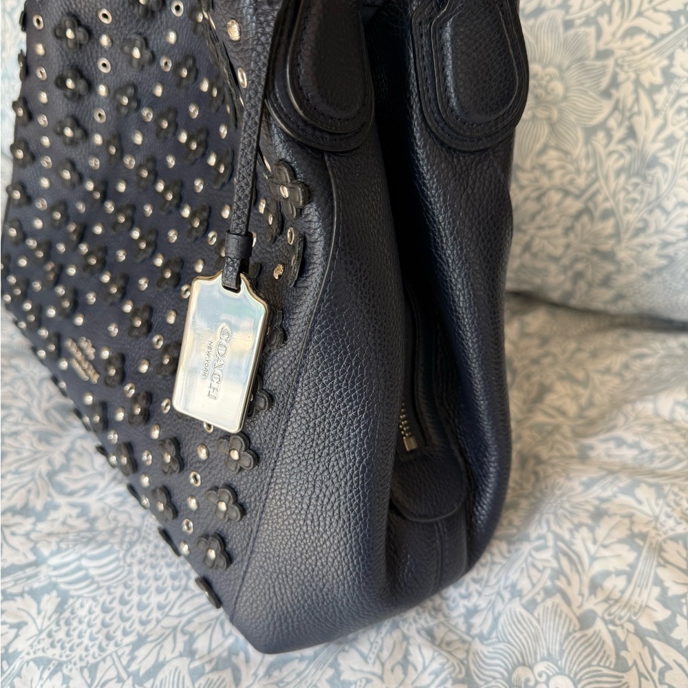 Coach Navy Studded Edie Bag - Picture 4 of 11